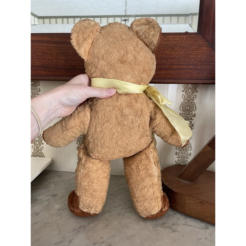 Vintage Very Old‎ Plush Teddy Bear Rubber Nose /Mouth Button Eyes - 1950s Estate - Picture 9 of 11